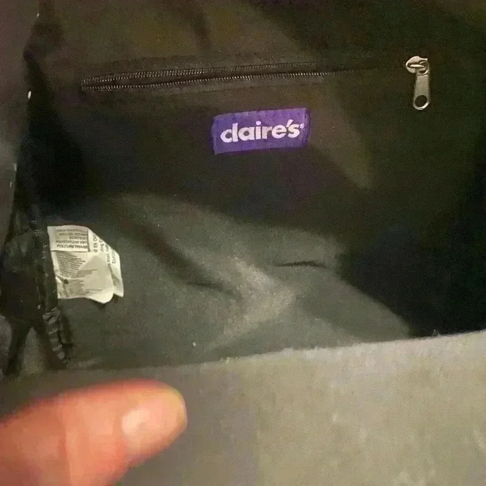 Claire’s Girls black quilted faux leather mini backpack bag